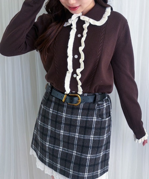 frunco(フランコ)の「【ZOZOTOWN限定】フリルパイピングニット(ニット/セーター・レディース・ネイビー/ブラウン/ホワイト/レッド・FREE)」の12枚目の写真