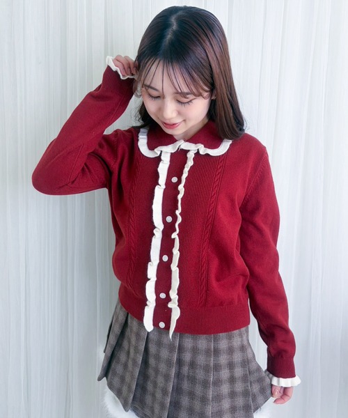 frunco(フランコ)の「【ZOZOTOWN限定】フリルパイピングニット(ニット/セーター・レディース・ネイビー/ブラウン/ホワイト/レッド・FREE)」の22枚目の写真