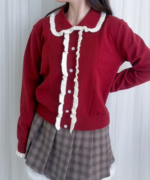 frunco(フランコ)の「【ZOZOTOWN限定】フリルパイピングニット(ニット/セーター・レディース・ネイビー/ブラウン/ホワイト/レッド・FREE)」の21枚目の写真
