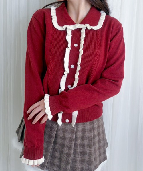 frunco(フランコ)の「【ZOZOTOWN限定】フリルパイピングニット(ニット/セーター・レディース・ネイビー/ブラウン/ホワイト/レッド・FREE)」の20枚目の写真