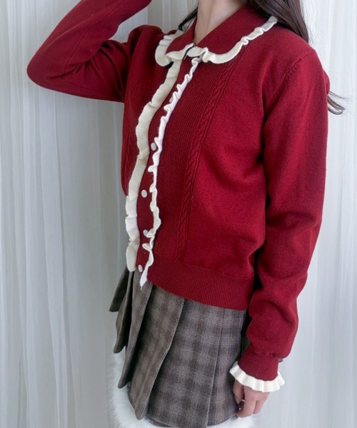frunco(フランコ)の「【ZOZOTOWN限定】フリルパイピングニット(ニット/セーター・レディース・ネイビー/ブラウン/ホワイト/レッド・FREE)」の19枚目の写真