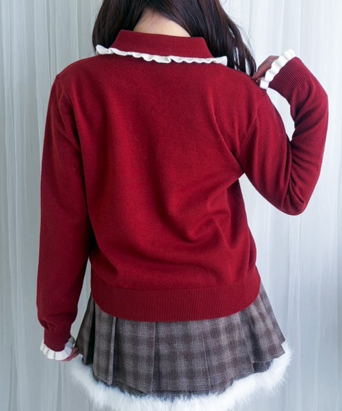 frunco(フランコ)の「【ZOZOTOWN限定】フリルパイピングニット(ニット/セーター・レディース・ネイビー/ブラウン/ホワイト/レッド・FREE)」の18枚目の写真