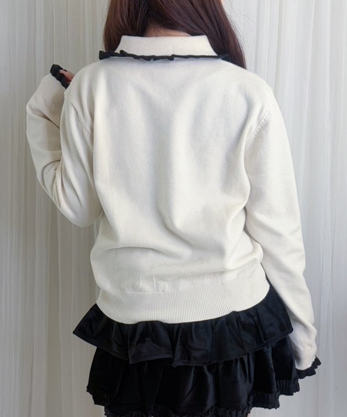 frunco(フランコ)の「【ZOZOTOWN限定】フリルパイピングニット(ニット/セーター・レディース・ネイビー/ブラウン/ホワイト/レッド・FREE)」の7枚目の写真