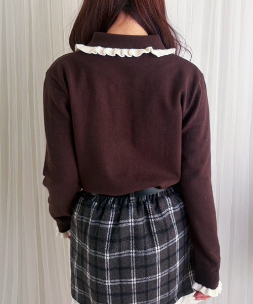 frunco(フランコ)の「【ZOZOTOWN限定】フリルパイピングニット(ニット/セーター・レディース・ネイビー/ブラウン/ホワイト/レッド・FREE)」の6枚目の写真