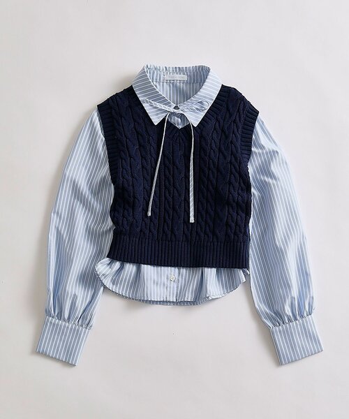 OLIVE des OLIVE（オリーブデオリーブ）の「シャツ＋ベストセット（シャツ/ブラウス・レディース・トップグレー/ネイビー/サックスブルー・FREE）」の11枚目の写真