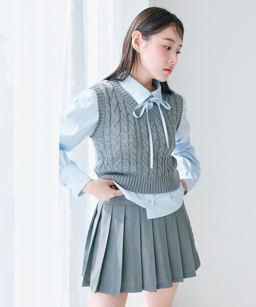 OLIVE des OLIVE（オリーブデオリーブ）の「シャツ＋ベストセット（シャツ/ブラウス・レディース・トップグレー/ネイビー/サックスブルー・FREE）」の15枚目の写真