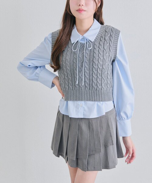 OLIVE des OLIVE（オリーブデオリーブ）の「シャツ＋ベストセット（シャツ/ブラウス・レディース・トップグレー/ネイビー/サックスブルー・FREE）」の19枚目の写真