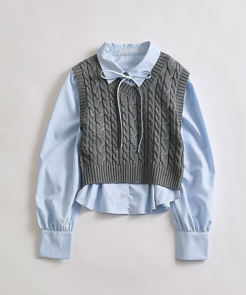OLIVE des OLIVE（オリーブデオリーブ）の「シャツ＋ベストセット（シャツ/ブラウス・レディース・トップグレー/ネイビー/サックスブルー・FREE）」の21枚目の写真