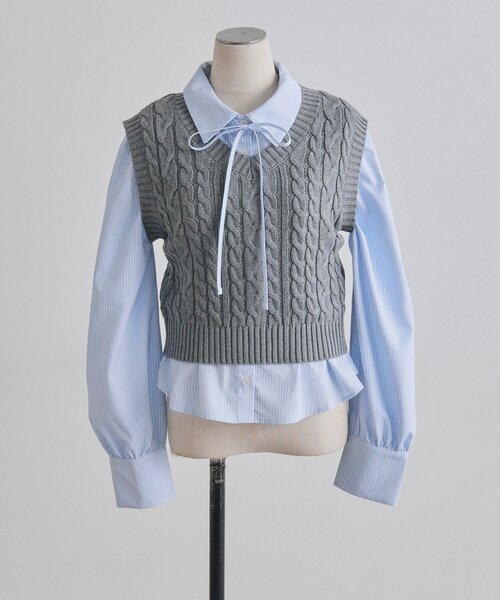 OLIVE des OLIVE（オリーブデオリーブ）の「シャツ＋ベストセット（シャツ/ブラウス・レディース・トップグレー/ネイビー/サックスブルー・FREE）」の22枚目の写真