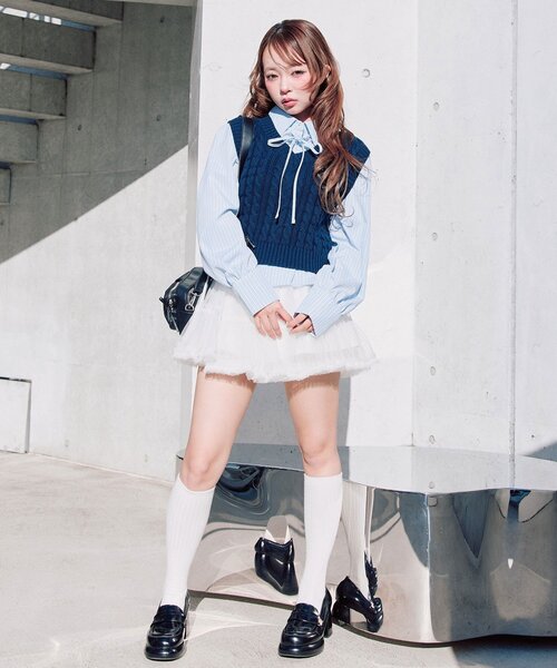 OLIVE des OLIVE(オリーブデオリーブ)の「【WEB限定】シャツ+ベストセット(シャツ/ブラウス・レディース・トップグレー/ネイビー/サックスブルー・FREE)」の12枚目の写真