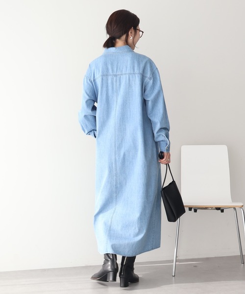 AMERICAN HOLIC(アメリカンホリック)の「デニムシャツワンピース(シャツワンピース・レディース・インディゴブルー/ライトインディゴブルー/ベージュ・L/M)」の4枚目の写真