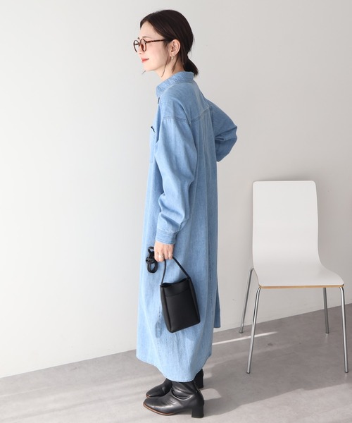 AMERICAN HOLIC(アメリカンホリック)の「デニムシャツワンピース(シャツワンピース・レディース・インディゴブルー/ライトインディゴブルー/ベージュ・L/M)」の5枚目の写真