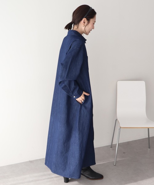 AMERICAN HOLIC(アメリカンホリック)の「デニムシャツワンピース(シャツワンピース・レディース・インディゴブルー/ライトインディゴブルー/ベージュ・L/M)」の13枚目の写真