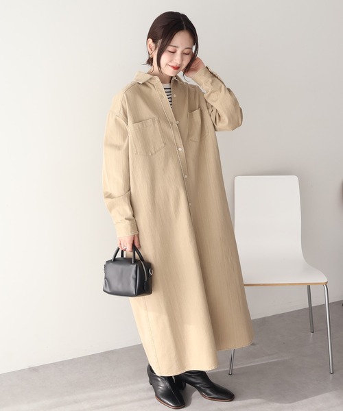 AMERICAN HOLIC(アメリカンホリック)の「デニムシャツワンピース(シャツワンピース・レディース・インディゴブルー/ライトインディゴブルー/ベージュ・L/M)」の16枚目の写真