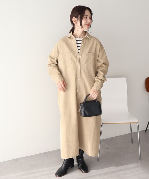 AMERICAN HOLIC(アメリカンホリック)の「デニムシャツワンピース(シャツワンピース・レディース・インディゴブルー/ライトインディゴブルー/ベージュ・L/M)」の17枚目の写真