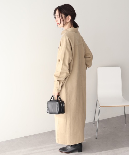 AMERICAN HOLIC(アメリカンホリック)の「デニムシャツワンピース(シャツワンピース・レディース・インディゴブルー/ライトインディゴブルー/ベージュ・L/M)」の18枚目の写真