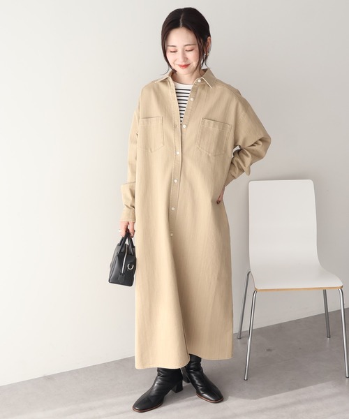 AMERICAN HOLIC(アメリカンホリック)の「デニムシャツワンピース(シャツワンピース・レディース・インディゴブルー/ライトインディゴブルー/ベージュ・L/M)」の20枚目の写真