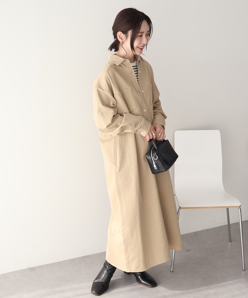 AMERICAN HOLIC(アメリカンホリック)の「デニムシャツワンピース(シャツワンピース・レディース・インディゴブルー/ライトインディゴブルー/ベージュ・L/M)」の21枚目の写真