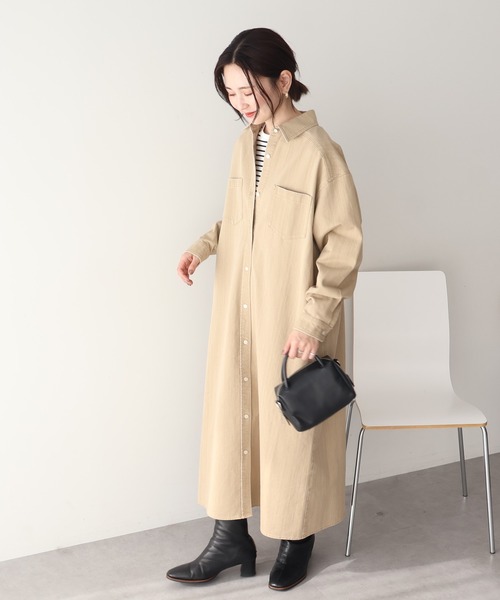 AMERICAN HOLIC(アメリカンホリック)の「デニムシャツワンピース(シャツワンピース・レディース・インディゴブルー/ライトインディゴブルー/ベージュ・L/M)」の22枚目の写真