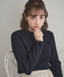 couture brooch | 【洗える・着映え】袖リボン リブニット(ニット/セーター)