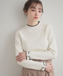 couture brooch | 【洗える・着映え】袖リボン リブニット(ニット/セーター)