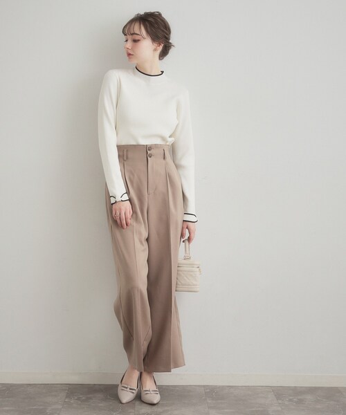 couture brooch（クチュールブローチ）の「【洗える・着映え】袖リボン リブニット（ニット/セーター・レディース・サックスブルー/オフホワイト/ネイビー/ナチュラル・38/36/42/40）」の10枚目の写真