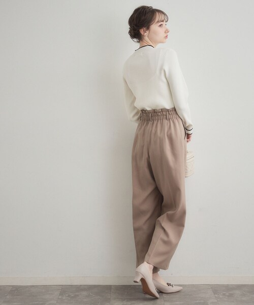 couture brooch（クチュールブローチ）の「【洗える・着映え】袖リボン リブニット（ニット/セーター・レディース・サックスブルー/オフホワイト/ネイビー/ナチュラル・38/36/42/40）」の11枚目の写真