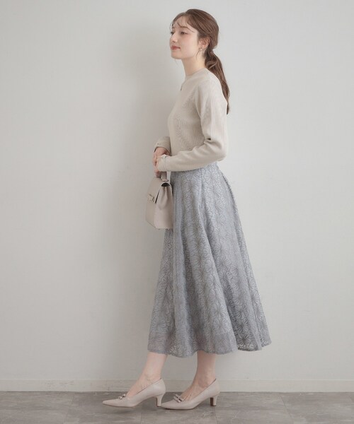 couture brooch（クチュールブローチ）の「【洗える・着映え】袖リボン リブニット（ニット/セーター・レディース・サックスブルー/オフホワイト/ネイビー/ナチュラル・38/36/42/40）」の21枚目の写真