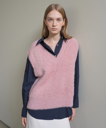 HAIRY KNIT VEST / PINK