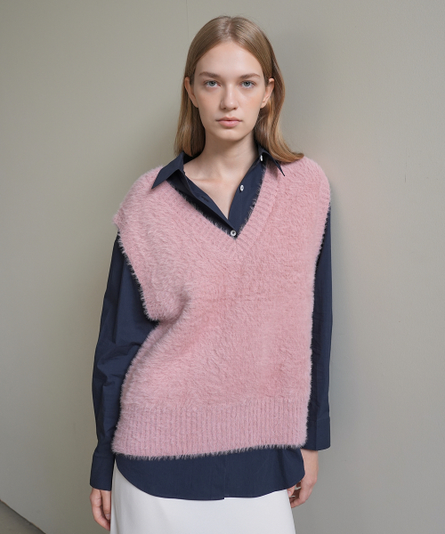 PAUL&ALICE(ポール&アリス)の「HAIRY KNIT VEST / PINK(ベスト・レディース・ピンク・FREE)」の1枚目の写真