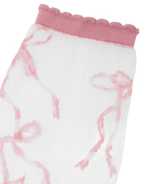 Candy Stripper（キャンディストリッパー）の「FULL OF RIBBON SHEER KNEE HIGH ソックス（ソックス/靴下・レディース・ブラック/ライトブルー/ピンク・FREE）」の5枚目の写真