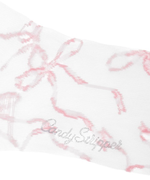 Candy Stripper（キャンディストリッパー）の「FULL OF RIBBON SHEER KNEE HIGH ソックス（ソックス/靴下・レディース・ブラック/ライトブルー/ピンク・FREE）」の8枚目の写真