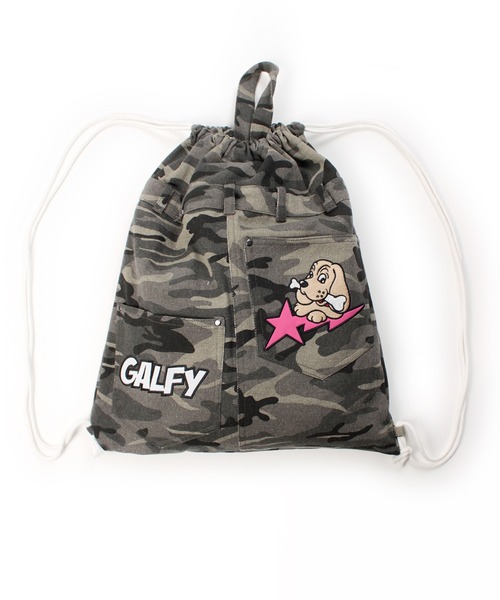 GALFY(ガルフィー)の「GALFY(ガルフィー)星のわんちゃんリメイクナップサック/手提げ付き/ポケットデザイン/ブラックデニム/カモフラ(バックパック/リュック・メンズ・カモフラージュ/ブラック系その他・FREE)」の16枚目の写真