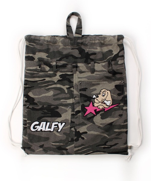 GALFY(ガルフィー)の「GALFY(ガルフィー)星のわんちゃんリメイクナップサック/手提げ付き/ポケットデザイン/ブラックデニム/カモフラ(バックパック/リュック・メンズ・カモフラージュ/ブラック系その他・FREE)」の17枚目の写真