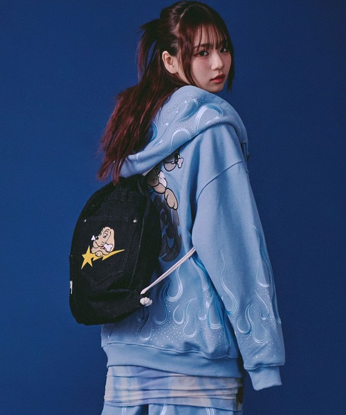 GALFY(ガルフィー)の「GALFY(ガルフィー)星のわんちゃんリメイクナップサック/手提げ付き/ポケットデザイン/ブラックデニム/カモフラ(バックパック/リュック・メンズ・カモフラージュ/ブラック系その他・FREE)」の3枚目の写真