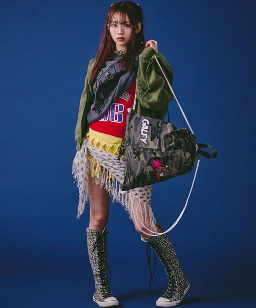 GALFY(ガルフィー)の「GALFY(ガルフィー)星のわんちゃんリメイクナップサック/手提げ付き/ポケットデザイン/ブラックデニム/カモフラ(バックパック/リュック・メンズ・カモフラージュ/ブラック系その他・FREE)」の14枚目の写真