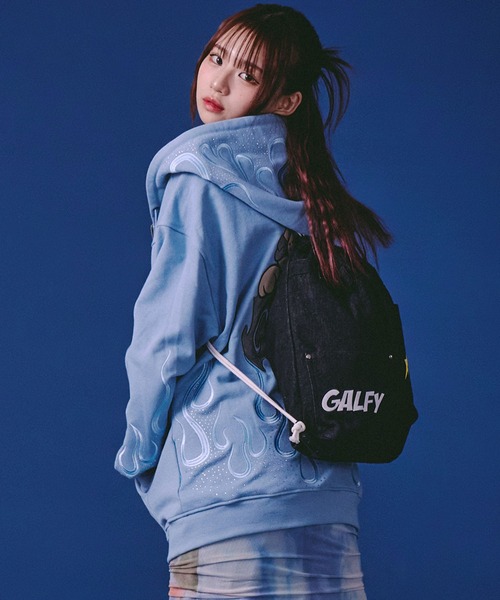 GALFY(ガルフィー)の「GALFY(ガルフィー)星のわんちゃんリメイクナップサック/手提げ付き/ポケットデザイン/ブラックデニム/カモフラ(バックパック/リュック・メンズ・カモフラージュ/ブラック系その他・FREE)」の4枚目の写真
