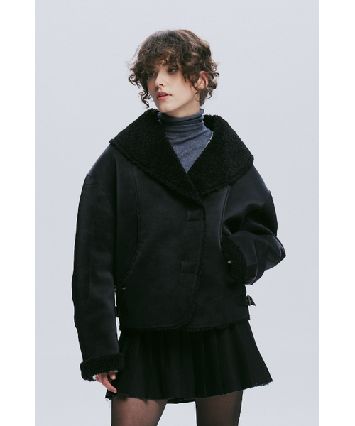 AFTERHOURS(アフターアワーズ)の「SHAWL COLLAR MUSTANG JACKET (BLACK)(ムートンコート・レディース・その他・FREE)」の2枚目の写真