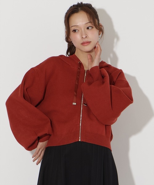 AND COUTURE(アンドクチュール)の「ニットパーカー(パーカー・レディース・チャコールグレー/ブラック/ベージュ/オレンジ・FREE)」の4枚目の写真