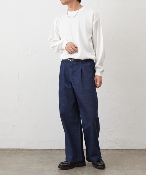 COLONY 2139(コロニートゥーワンスリーナイン)の「ナチュラルスラブデニム1タックワイドスラックス(デニムパンツ・メンズ・インディゴブルー/ブラック・MEDIUM/LARGE)」の21枚目の写真