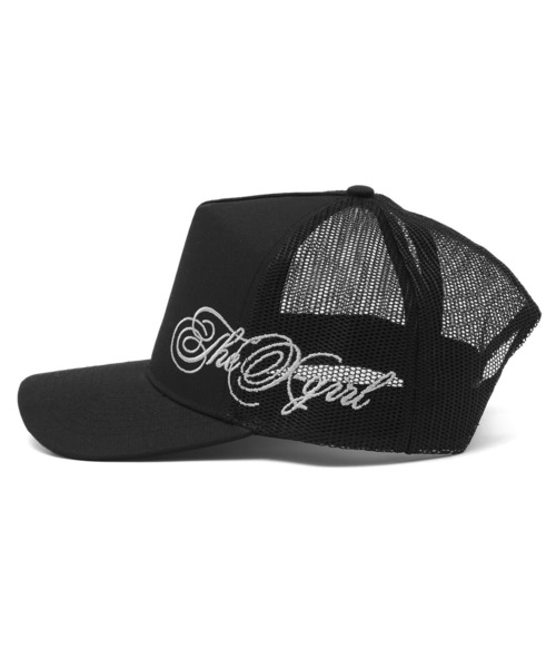 X-girl（エックスガール）の「SIDE SCRIPT LOGO TRUCKER CAP（キャップ・レディース・ブラック/ブラウン/カモフラージュ・ONE SIZE）」の8枚目の写真