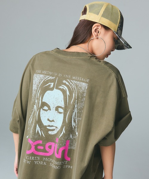 X-girl（エックスガール）の「SIDE SCRIPT LOGO TRUCKER CAP（キャップ・レディース・ブラック/ブラウン/カモフラージュ・ONE SIZE）」の21枚目の写真