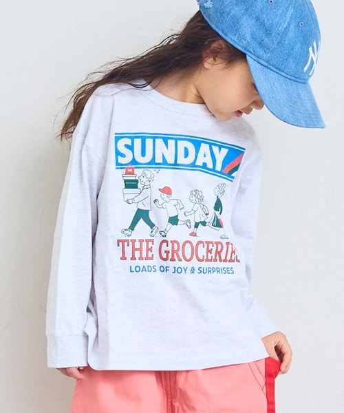 Life Support Products(ライフサポートプロダクツ)の「【プチプラ】グラフィックロンT(Tシャツ/カットソー・キッズ・ターコイズブルー/イエロー/チャコール/ベージュ/ラベンダー/オフホワイト/杢グレー/カーキ/ホワイト系その他/ピンク・130/120/110/100/95/90/80/150/140)」の2枚目の写真