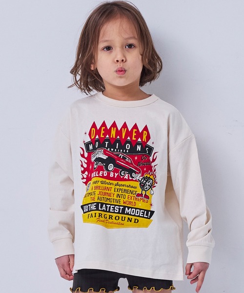 Life Support Products(ライフサポートプロダクツ)の「【プチプラ】グラフィックロンT(Tシャツ/カットソー・キッズ・ターコイズブルー/イエロー/チャコール/ベージュ/ラベンダー/オフホワイト/杢グレー/カーキ/ホワイト系その他/ピンク・130/120/110/100/95/90/80/150/140)」の1枚目の写真