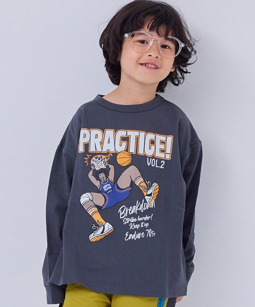 Life Support Products(ライフサポートプロダクツ)の「【プチプラ】グラフィックロンT(Tシャツ/カットソー・キッズ・ターコイズブルー/イエロー/チャコール/ベージュ/ラベンダー/オフホワイト/杢グレー/カーキ/ホワイト系その他/ピンク・130/120/110/100/95/90/80/150/140)」の4枚目の写真