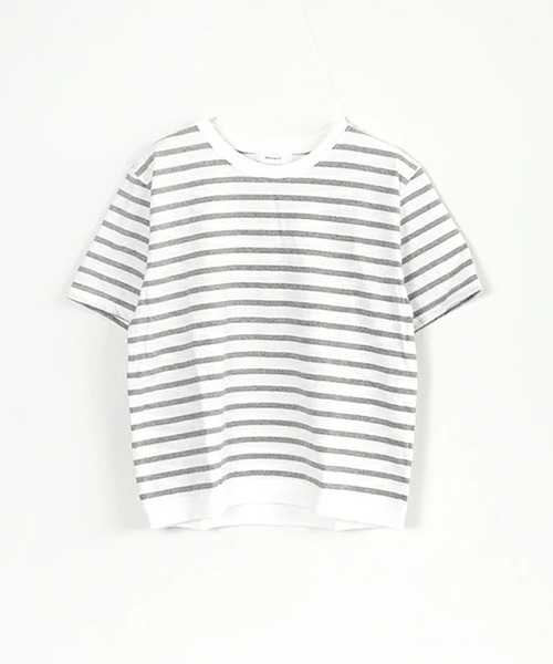 SOLAMONAT(ソラモナ)の「パフ天竺ボーダー リブベーシック T(Tシャツ/カットソー・レディース・ブラック×ホワイト/グレー×ホワイト/ホワイト×ブラック/ホワイト×グレー・S/L/M)」の2枚目の写真