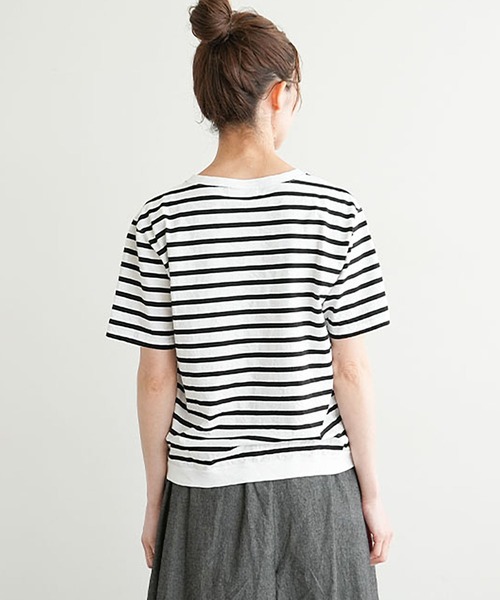 SOLAMONAT(ソラモナ)の「パフ天竺ボーダー リブベーシック T(Tシャツ/カットソー・レディース・ブラック×ホワイト/グレー×ホワイト/ホワイト×ブラック/ホワイト×グレー・S/L/M)」の17枚目の写真