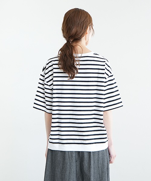 SOLAMONAT(ソラモナ)の「パフ天竺ボーダー リブベーシック T(Tシャツ/カットソー・レディース・ブラック×ホワイト/グレー×ホワイト/ホワイト×ブラック/ホワイト×グレー・S/L/M)」の20枚目の写真