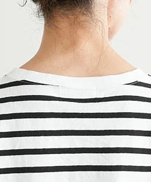 SOLAMONAT(ソラモナ)の「パフ天竺ボーダー リブベーシック T(Tシャツ/カットソー・レディース・ブラック×ホワイト/グレー×ホワイト/ホワイト×ブラック/ホワイト×グレー・S/L/M)」の22枚目の写真