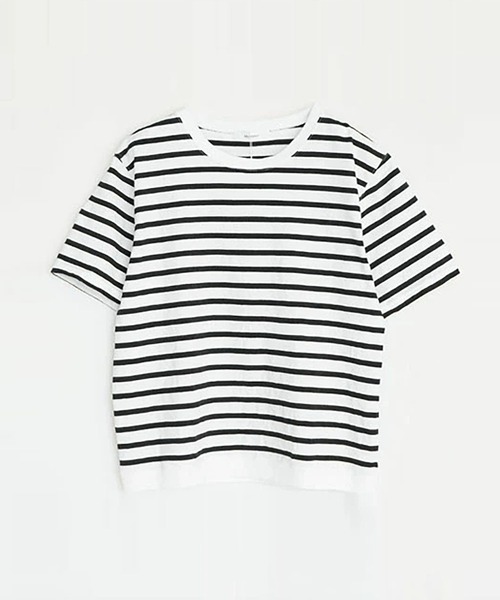 SOLAMONAT(ソラモナ)の「パフ天竺ボーダー リブベーシック T(Tシャツ/カットソー・レディース・ブラック×ホワイト/グレー×ホワイト/ホワイト×ブラック/ホワイト×グレー・S/L/M)」の10枚目の写真